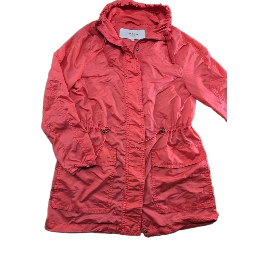 COACH New York Pink Rain Jacket Women's Small Sport Full Zip Pockets